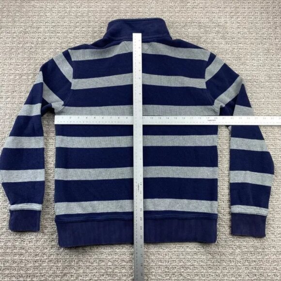 Tommy Hilfiger Sweater Men Medium M Navy Blue Gray Stripe Knit 1/4 Button Casual - Picture 9 of 11